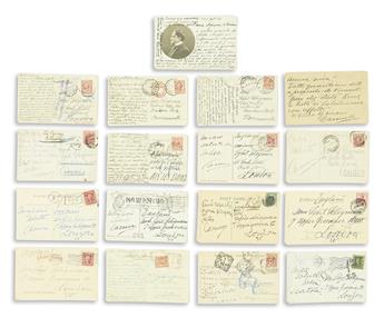 CARUSO, ENRICO. Archive of 17 postcards, each with an Autograph Note Signed, Caruso, ECaruso, Carusetto, Scatola or Scatolina